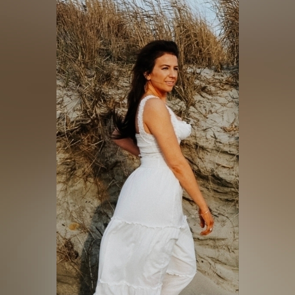 Forever 21 White Maxi Sundress with Lace Straps